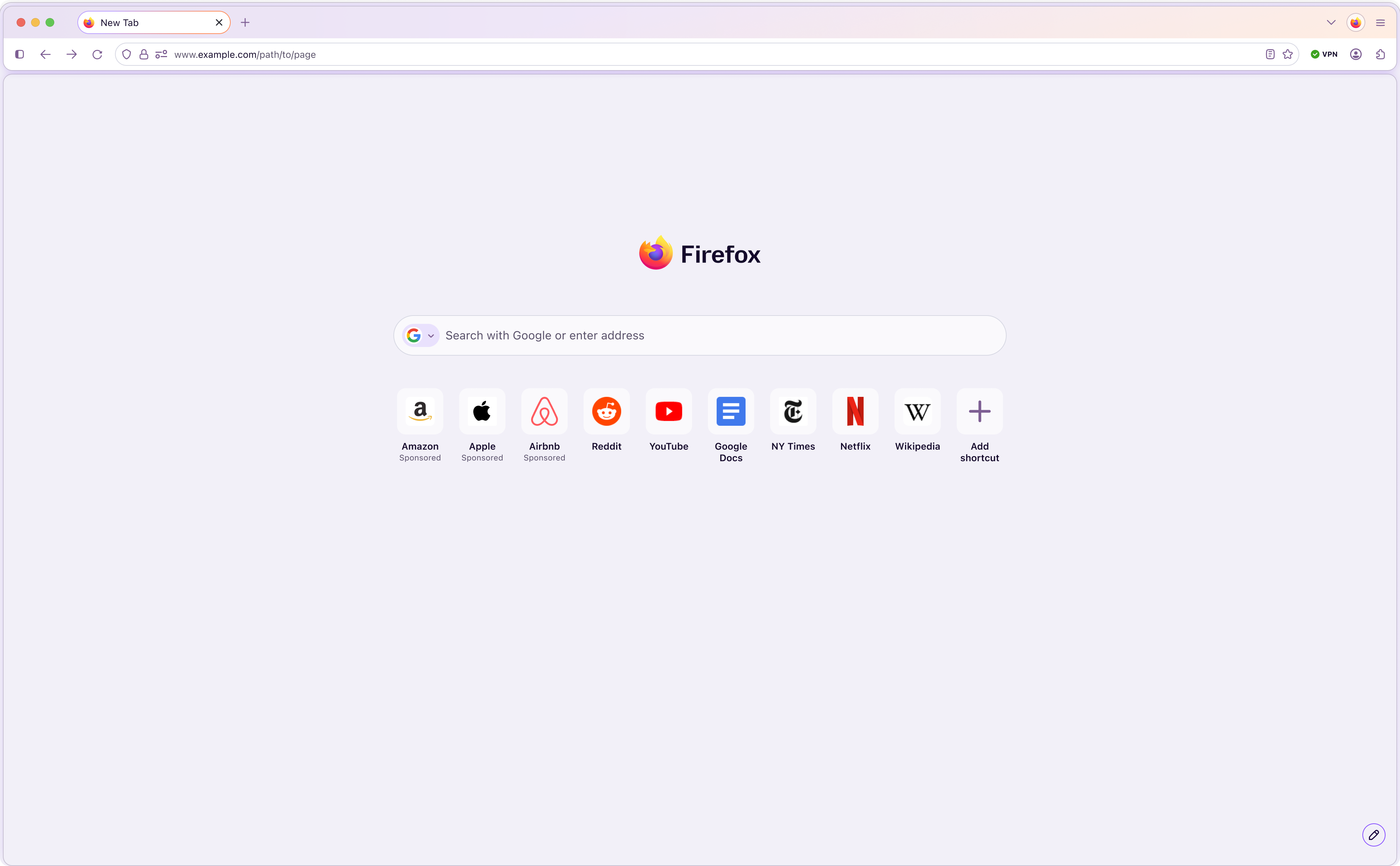 Redesigned new tab in the design tool — rounded window corner, active tab pill and shortcuts